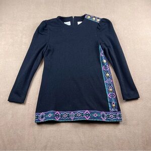 Vintage Leslie Fay Black Long Sleeve Top - made in USA size 10